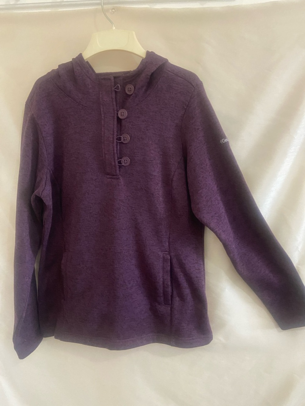 Columbia Purple Button-Neck Pullover Hoodie